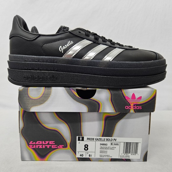 Adidas Pride Gazelle Bold Pabllo Vittar Platform Shoe IH8063 Black Women Size 8 - Picture 3 of 11